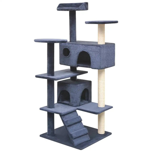 Katzen-Kratzbaum Sisal 125 cm dunkelblau vidaXL – Mehrstöckig, robust