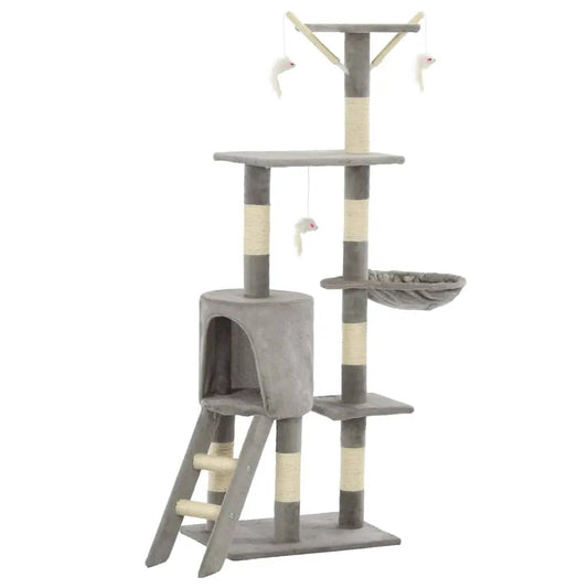 Katzen-Kratzbaum mit Sisal-Säulen, 138 cm, Grau, vidaXL