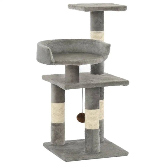 Katzen-Kratzbaum Grau von vidaXL mit Sisal-Kratzsäulen, mehrstufig, 65 cm Höhe