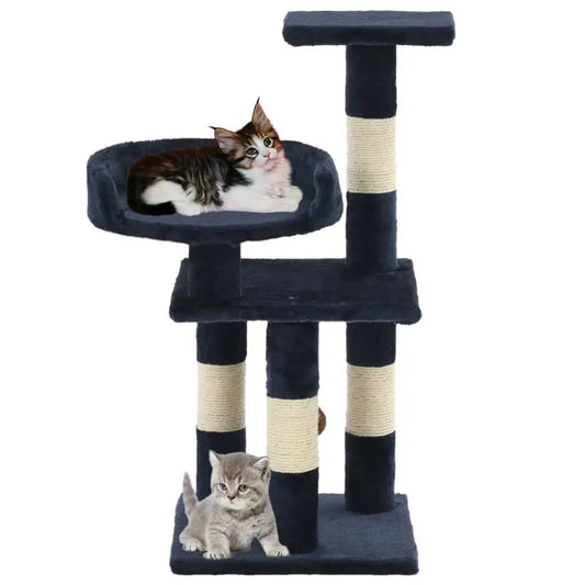 vidaXL Katzen-Kratzbaum Blau, 65 cm, mit Sisal-Säulen – dunkler Kratzbaum für Katzen