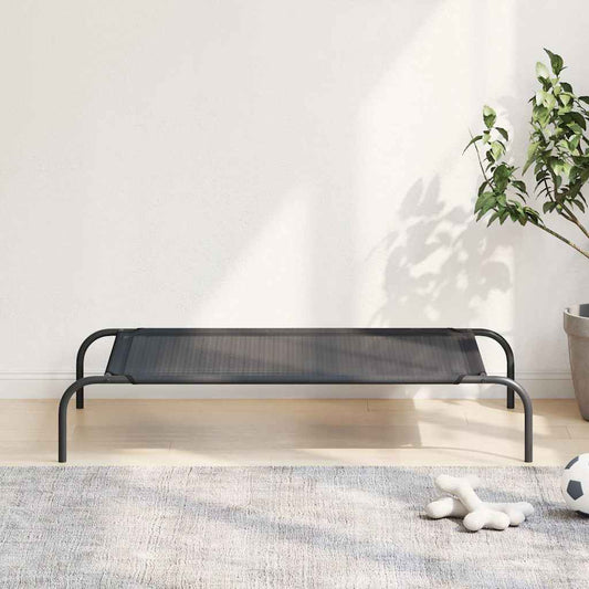 vidaXL Erhöhtes Hundebett Schwarz L Textilene – schwarzes, erhöhtes Hundebett mit Textilene-Bettfläche