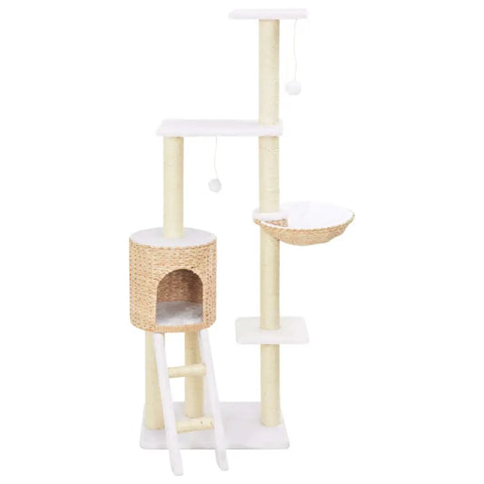 Katzen-Kratzbaum Sisal Seegras von vidaXL, mehrstöckiger Kratzbaum aus Sisal mit Plattformen