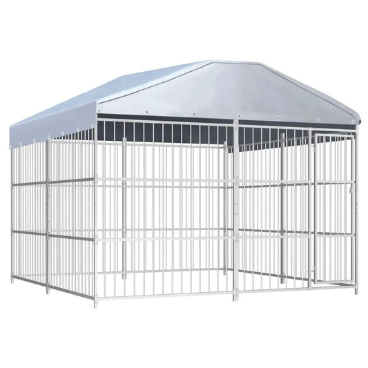 vidaXL Outdoor-Hundezwinger mit Überdachung, 300×300×200 cm, Metallkonstruktion
