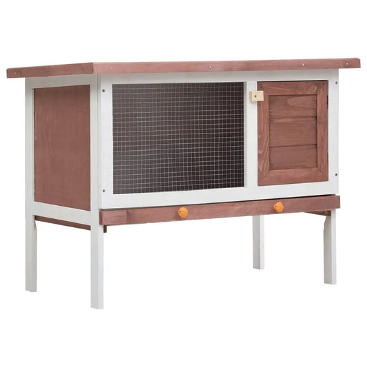 vidaXL Kaninchenstall 1 Ebene aus braunem Holz mit Drahtgitterfront