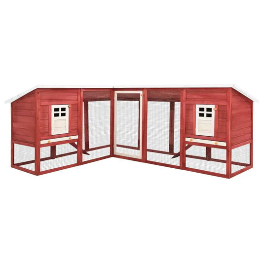 Kaninchenstall mit Freilauf aus Tanne Massivholz, Rot-Weiß, vidaXL