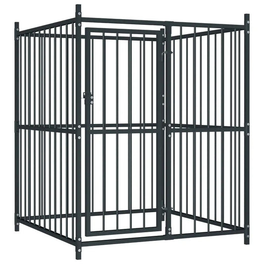 Outdoor-Hundezwinger aus schwarzem Metall, 120x120x150 cm