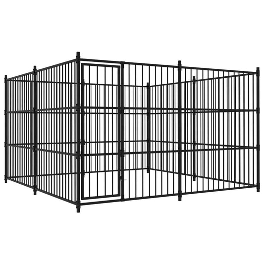 Outdoor-Hundezwinger von vidaXL, 300×300×185 cm, schwarzes Metallgehege