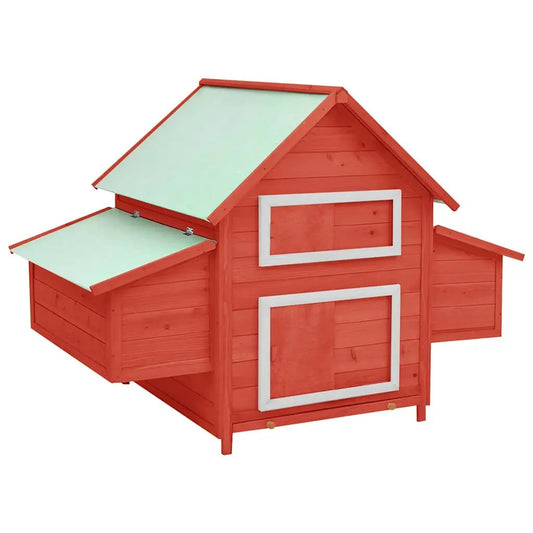Hühnerstall Rot und Weiß 150x96x110 cm Massivholz Tanne