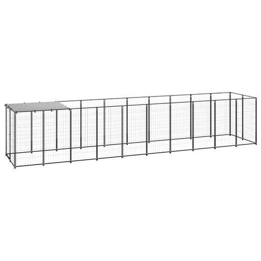 Hundezwinger aus Stahl, schwarz, 6,05 m², für Hunde – vidaXL