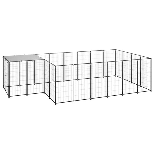 Hundezwinger aus Stahl Schwarz von vidaXL, 8,47 m², modulare Ausläufe