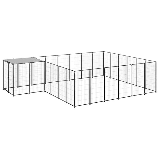 Hundezwinger Schwarz 12,1 m² Stahl von vidaXL - Hundezwinger & -ausläufe