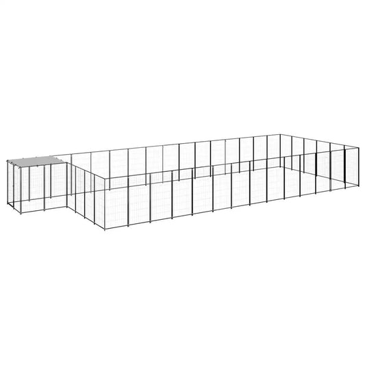 Hundezwinger Schwarz aus Stahl, 26,62 m² – vidaXL