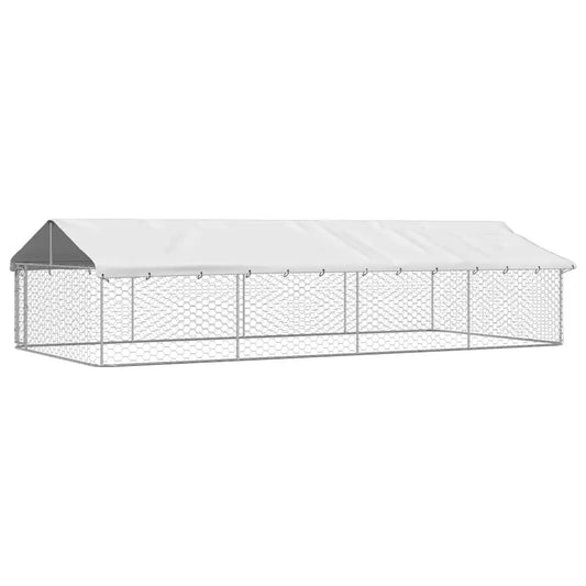 Outdoor-Hundezwinger mit Dach, vidaXL, 600x300x150 cm, weißes Dach