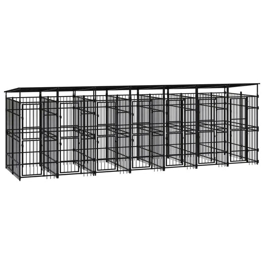 Outdoor-Hundezwinger mit Dach aus Stahl, vidaXL, 12,9 m²