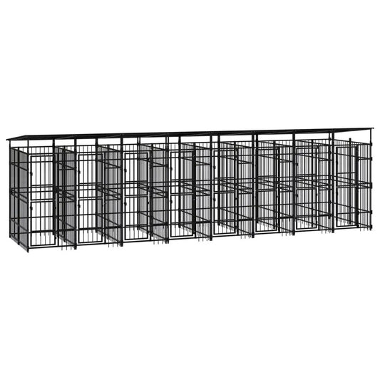 vidaXL Outdoor-Hundezwinger mit Dach aus Stahl, 14,75 m²