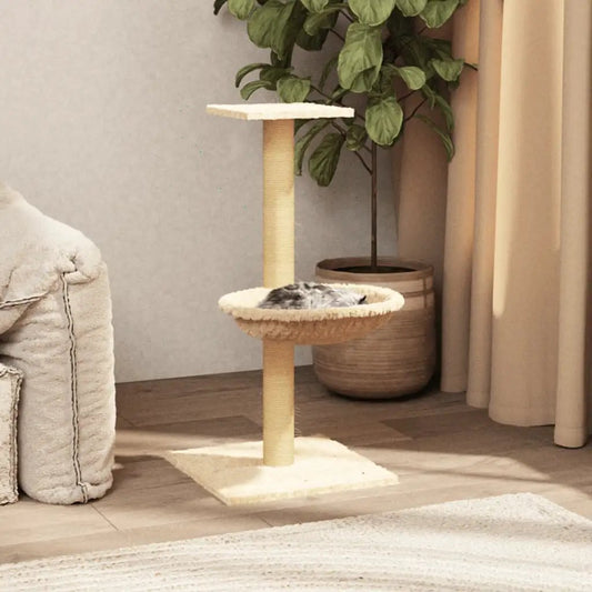 Kratzbaum Creme mit Sisal-Kratzsäule, vidaXL, 74 cm