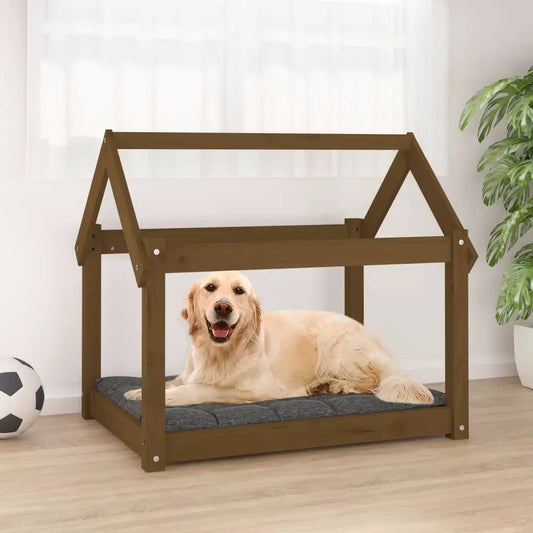 Hundebett Honigbraun aus Massivholz Kiefer, 81x60x70 cm