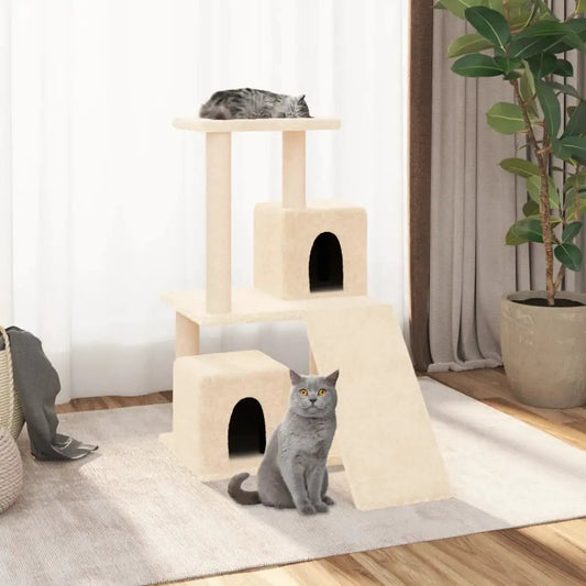 Kratzbaum Creme mit Sisal-Kratzsäulen, 82 cm, beige Katzen-Kratzbaum