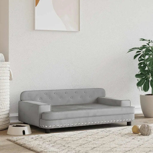 Hundebett Hellgrau Samt 90x53x30 cm, vidaXL