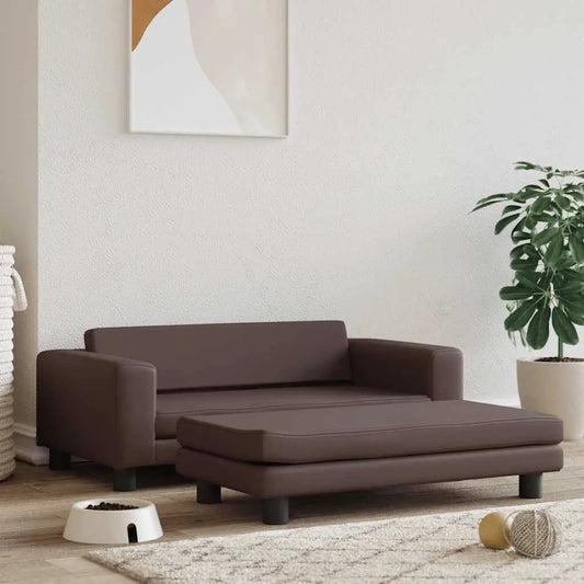 Hundebett mit Verlängerung aus Kunstleder, braun, 100x50x30 cm
