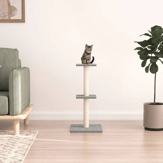 Kratzbaum mit Sisal-Kratzsäulen, vidaXL, hellgrau, 73 cm, 3 Ebenen