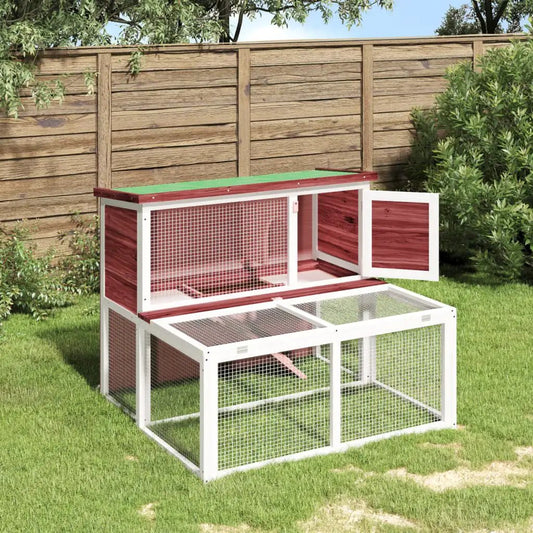 Kaninchenstall Mokka von vidaXL – 102x90x84,5 cm Massivholz Kiefer mit Drahtgitter-Gehege