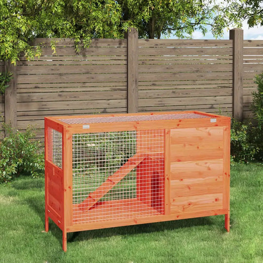 Kaninchenstall Braun aus Massivholz Kiefer, 103x44x69,5 cm, mit Drahtgitterfront, vidaXL