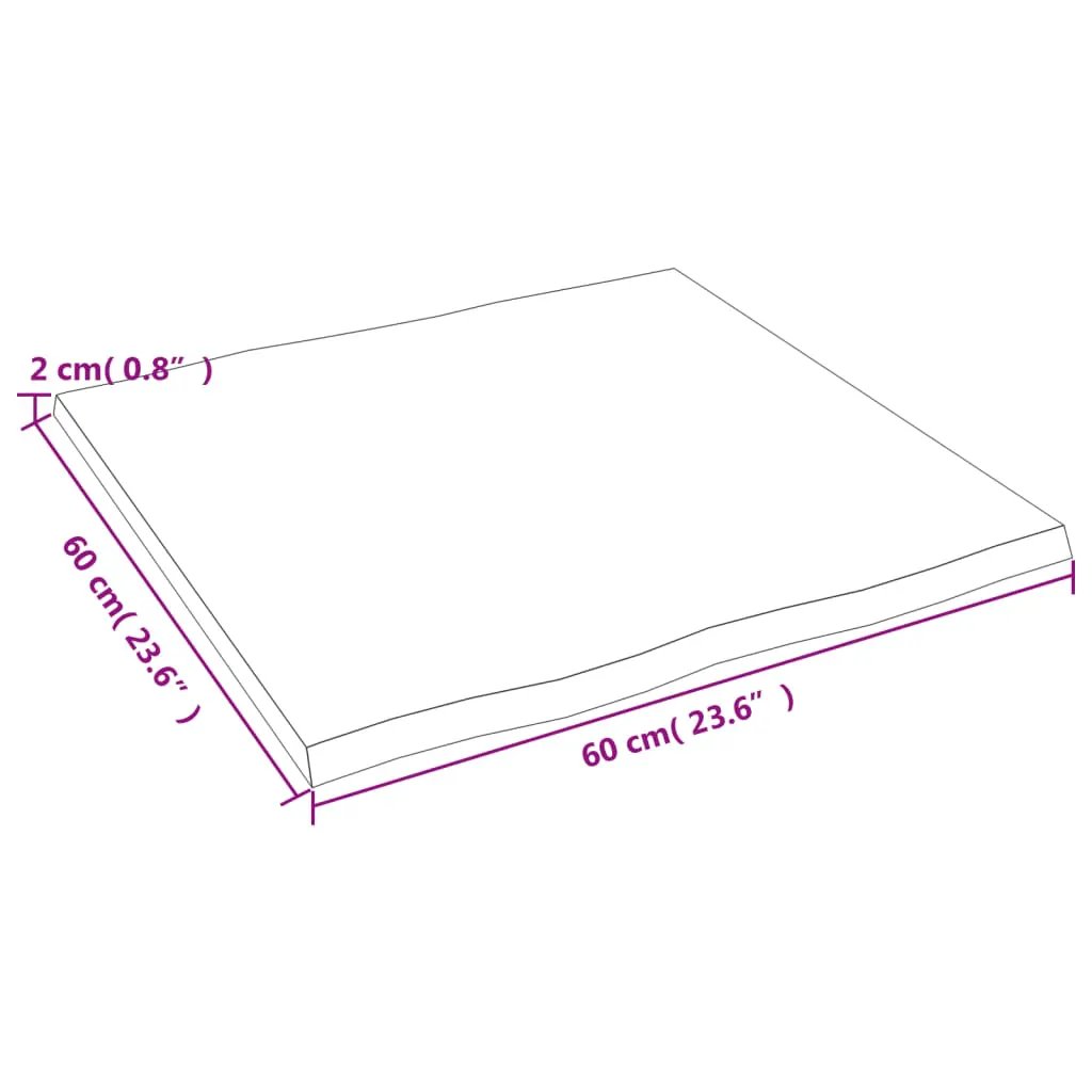 Tischplatte aus Massivholz Eiche, 60x60x2 cm, Behandelt, Baumkante, vidaXL