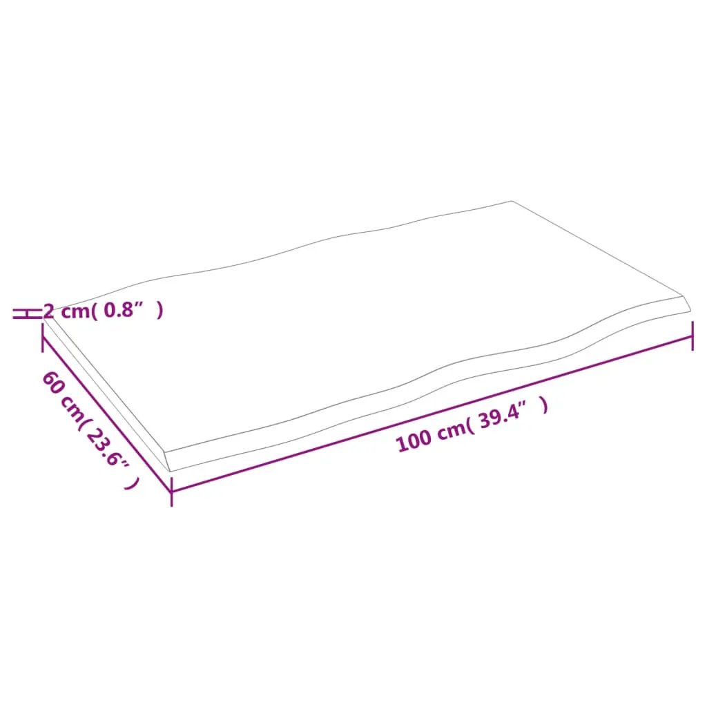 Tischplatte Massivholz Eiche 100x60x2 cm mit Baumkante, behandelt