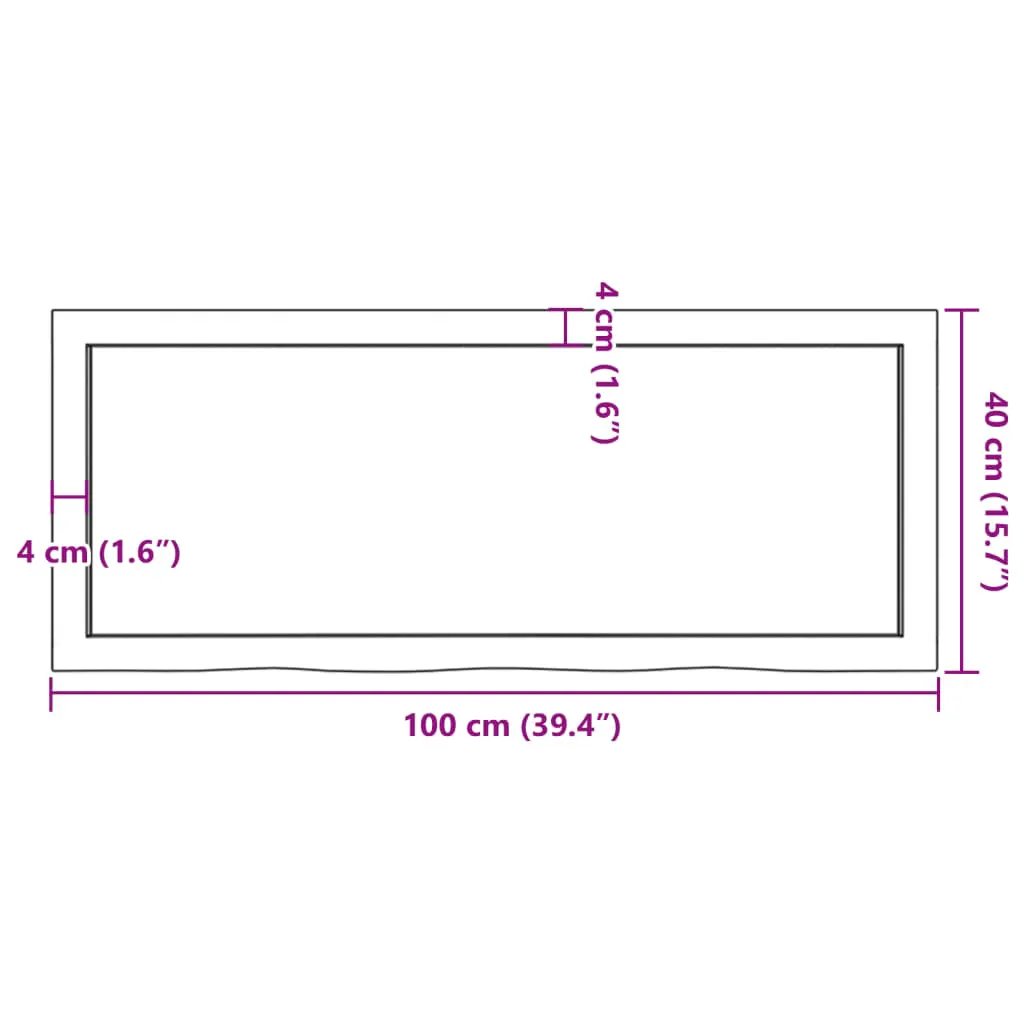 Tischplatte aus Massivholz Eiche, unbehandelt, 100×40 cm, Dicke 2–6 cm