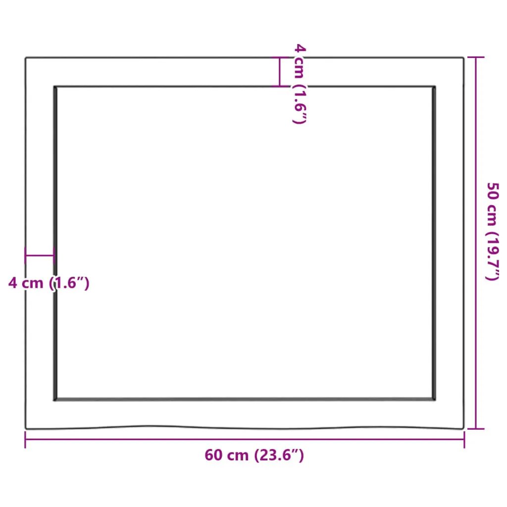Tischplatte Hellbraun aus Massivholz Eiche Behandelt, vidaXL, 60×50 cm, 4 cm Dicke