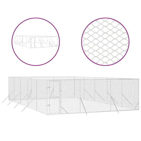 Outdoor-Hundezwinger Silbern aus verzinktem Stahl, 6x10x2 m - vidaXL Hundezwinger & -ausläufe