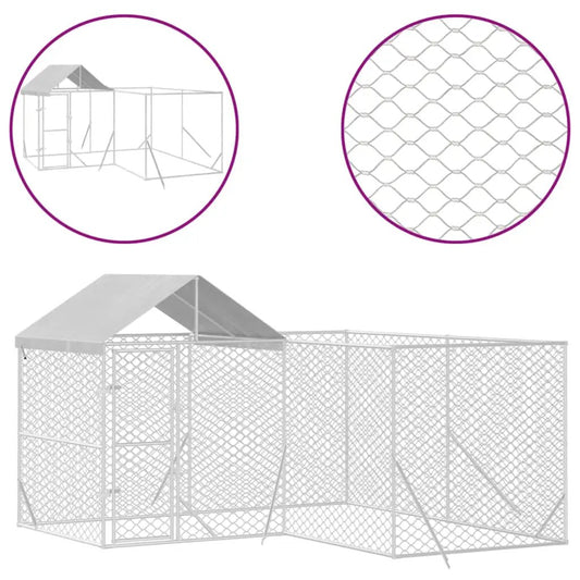 vidaXL Outdoor-Hundezwinger mit Dach aus verzinktem Stahl, 4x4x2,5 m