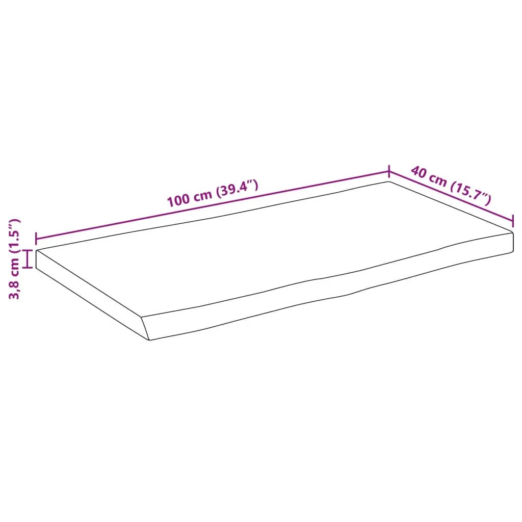 Tischplatte aus Massivholz Akazie mit Baumkante, rechteckig 100x40x3,8 cm