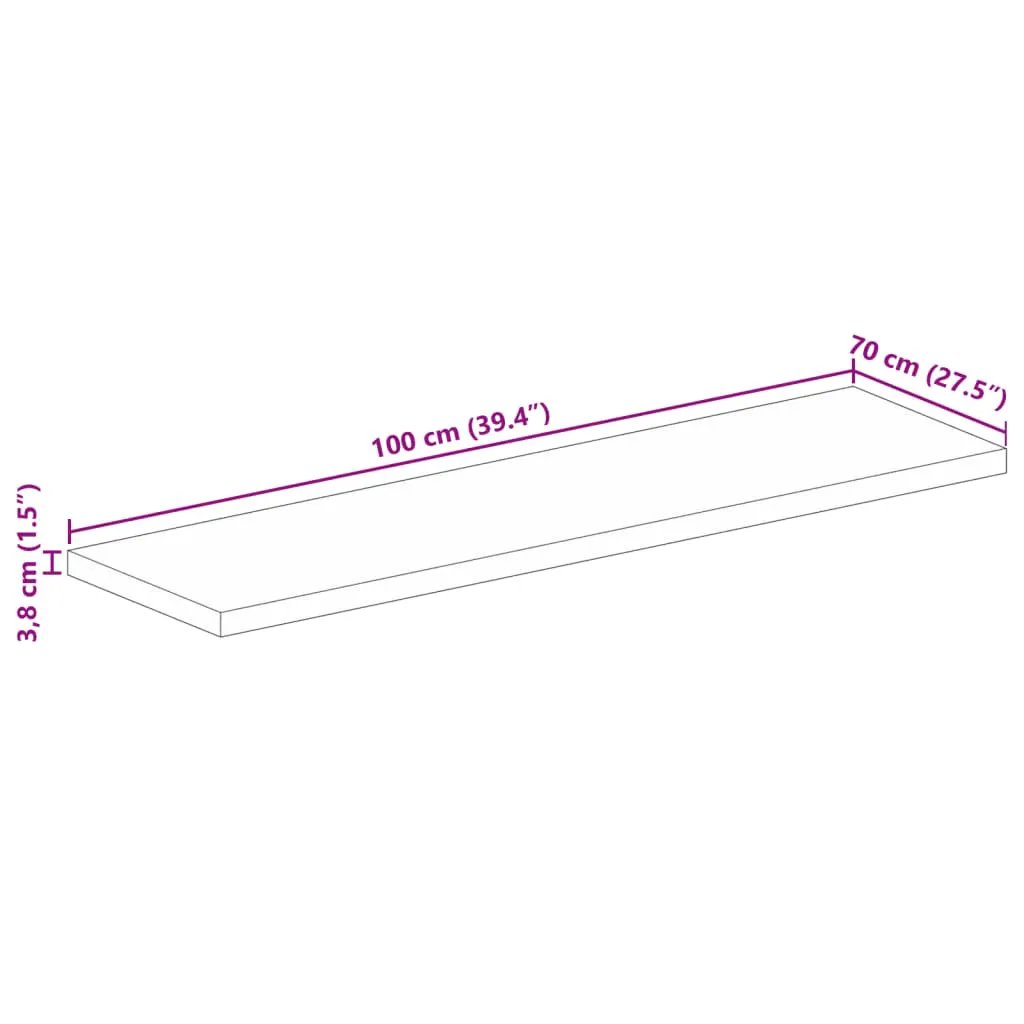Tischplatte aus massiver Akazie, rechteckig 100×70×3,8 cm
