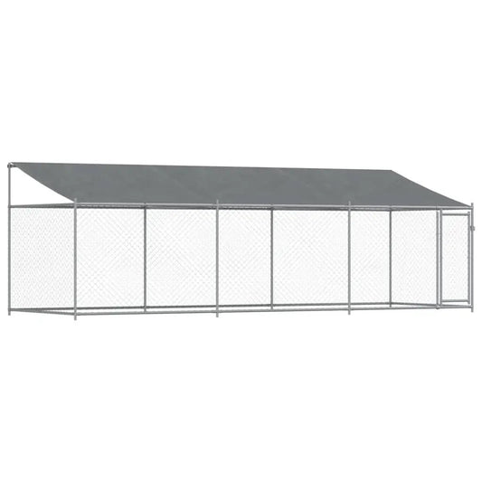 Hundezwinger mit Dach und Tür Grau 6x2x2 m verzinkter Stahl vidaXL