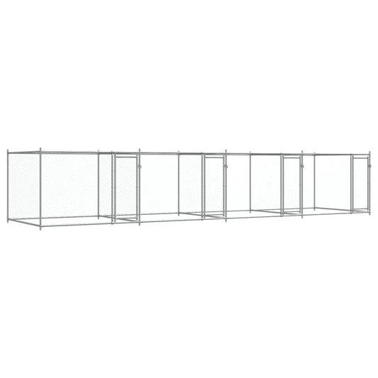 Hundezwinger mit Türen, grau, verzinkter Stahl, 8x2x1,5 m, groß
