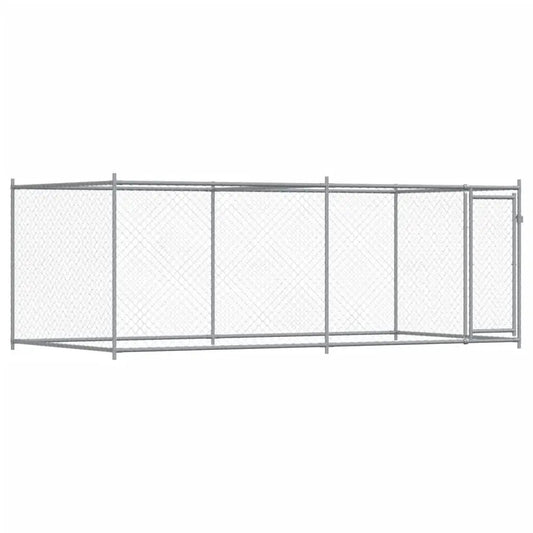 vidaXL Hundezwinger mit Tür aus verzinktem Stahl, grau, 4x2x1,5 m