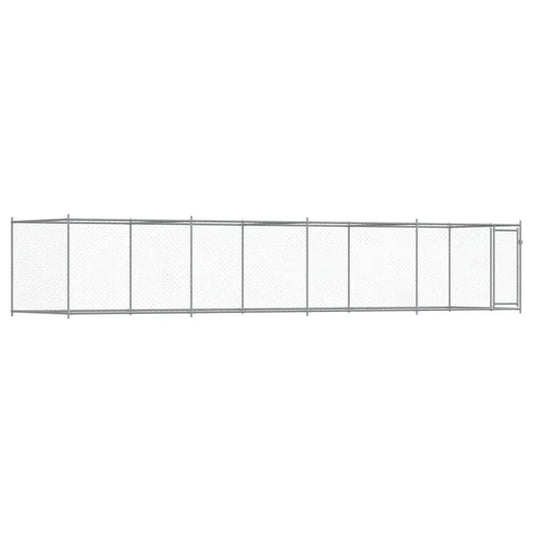Hundezwinger mit Tür, grau, verzinkter Stahl, 8x2x1,5 m – vidaXL