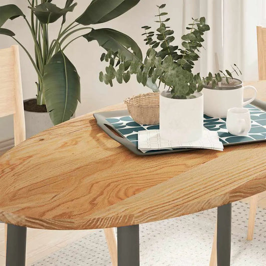 Tischplatte Hellbraun Oval aus Massivholz Eiche, 120x60x2 cm