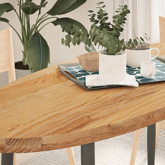 Tischplatte Hellbraun aus Massivholz Eiche, oval 140x60x4 cm