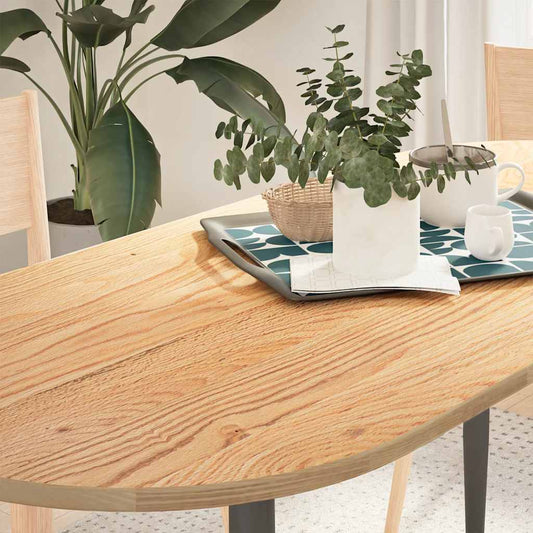 Tischplatte aus Massivholz Eiche Oval 140x60x2 cm mit sichtbarer Maserung