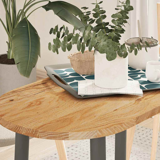 Tischplatte oval hellbraun aus Massivholz Eiche, 80x40x2 cm