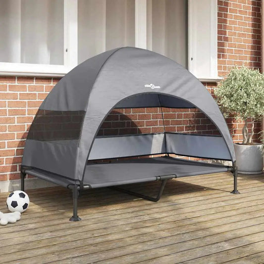 Hochgelegenes Hundebett aus Stoff und Stahl von vidaXL, 127 x 81 x 108 cm