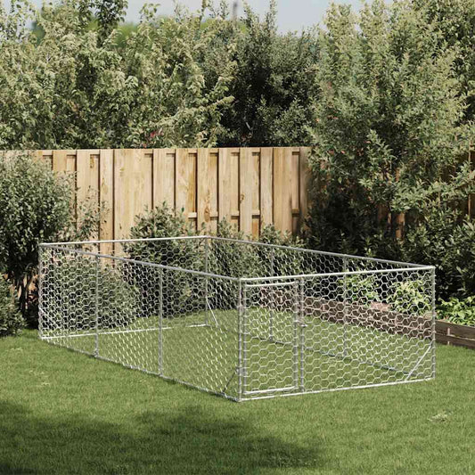 Outdoor-Hundezwinger mit Tür, verzinkter Stahl, 2x4x1 m – vidaXL