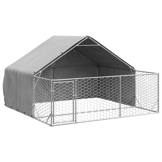 Outdoor-Hundezwinger mit Auslauf 3x3x1,9 m aus verzinktem Stahl