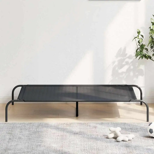 Hundebett Erhöht Schwarz 130x80x20 cm aus Textilene und Stahl von vidaXL