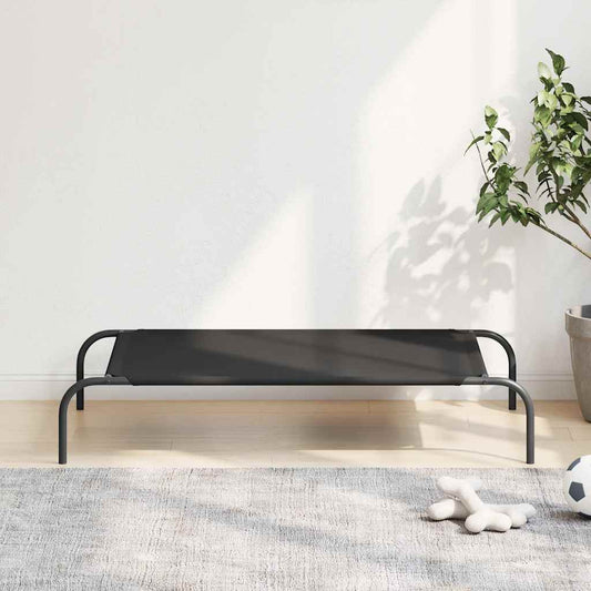 Hundebett Erhöht Schwarz 110x65x20 cm aus Oxford-Gewebe und Stahl vidaXL