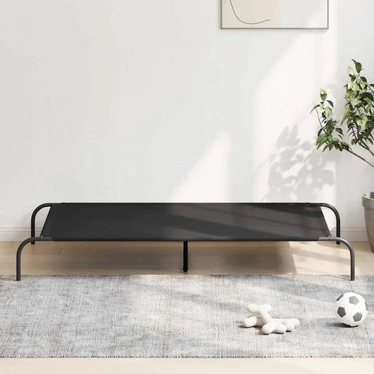 Hundebett Erhöht Schwarz 150x90x20 cm aus Oxford-Gewebe und Stahl
