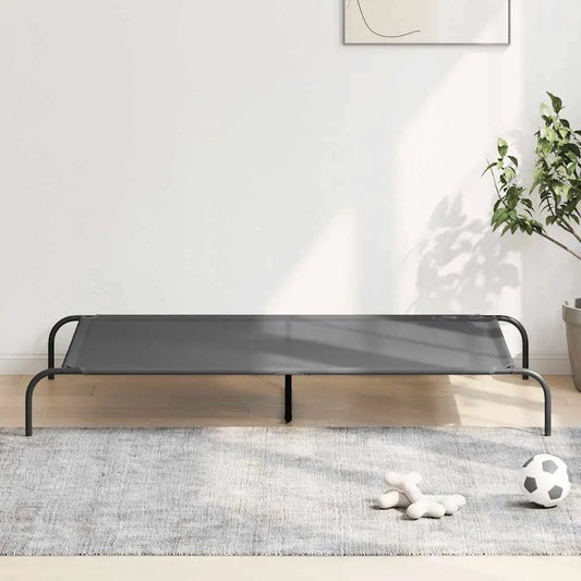 Hundebett Erhöht Grau 150x90x20 cm aus Textilene und Stahl